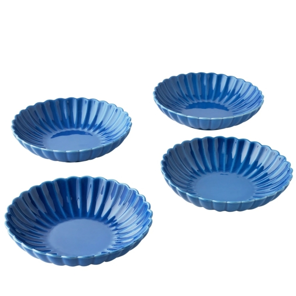 ❤️ New Pioneer Woman Colette Blue Set of Four Scalloped Pasta Bowls